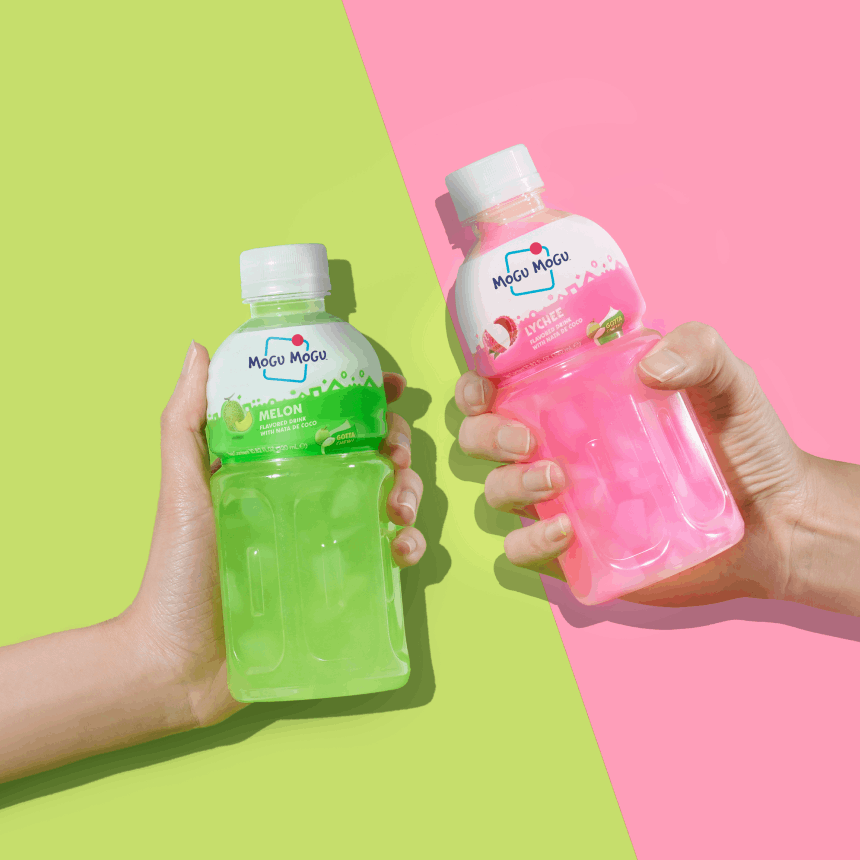 mogu mogu melon strawberry nata de coco drink